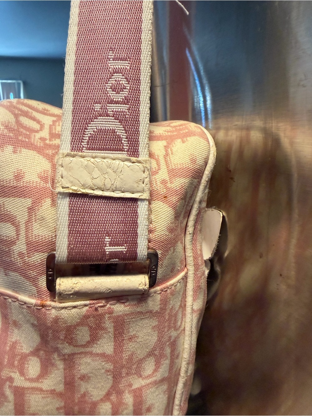 Dior Pink Monogram Crossbody with White Floral Appliqués - Picture 7 of 16